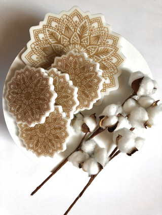 Zestaw podkładek WHITE MANDALA 4+1